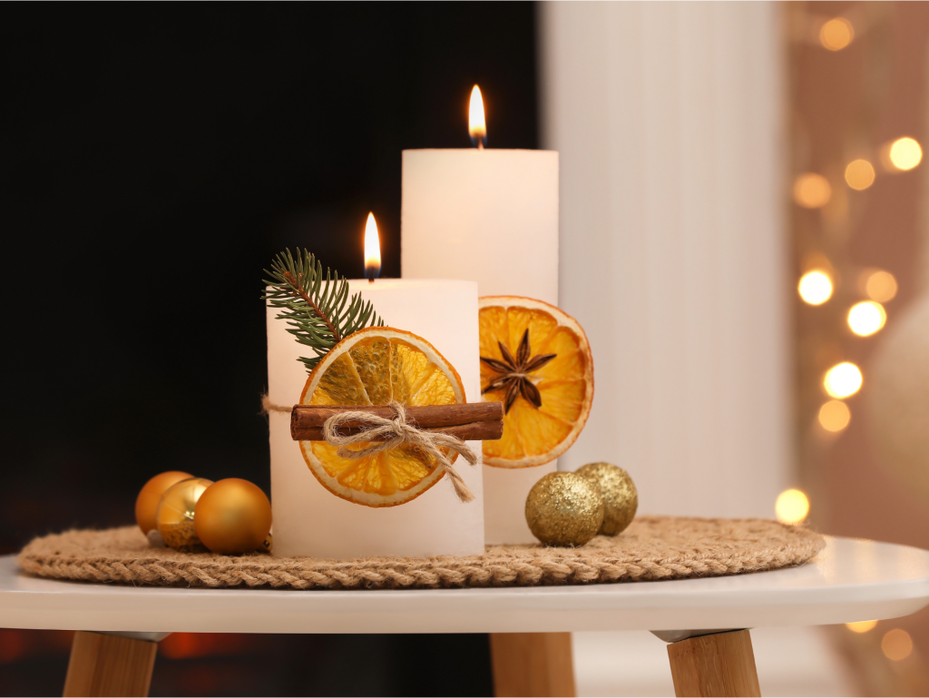 Composição de velas para o Natal